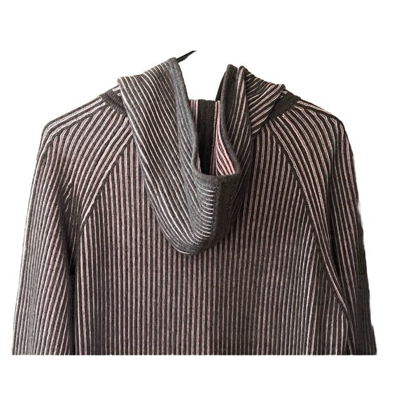 Vintage Escada Golf Size 38 Full Zip Pink Brown Striped Cardigan Hooded Sweater - Picture 4 of 8